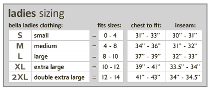 Bella Canvas Youth Size Chart